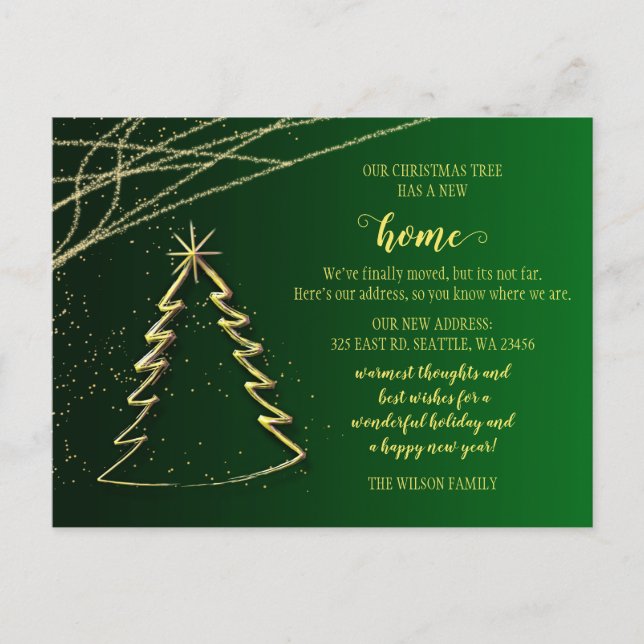 Niedlicher Weihnachtsbaum Wir haben Urlaub bewegt Postkarte (Vorderseite)