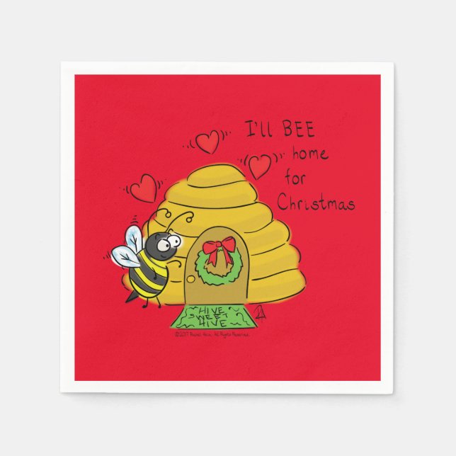Niedlicher Weihnachtsbäume Funny Holiday Cartoon Serviette (Vorderseite)