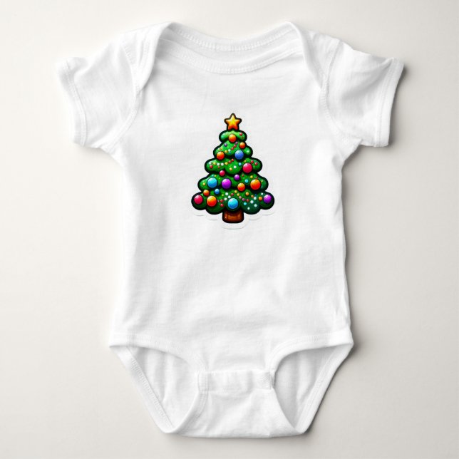 Niedlicher Weihnachtsbaumspass Baby Strampler (Vorderseite)