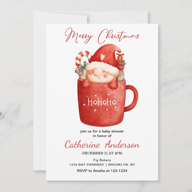 Niedlicher Weihnachtsblitz in einer Tasse Babydusc Einladung (Vorderseite)