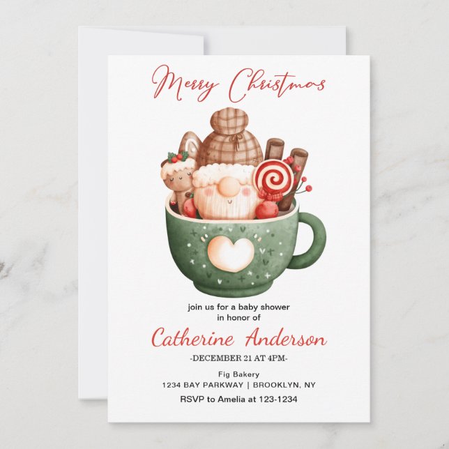 Niedlicher Weihnachtsblitz in einer Tasse Babydusc Einladung (Vorderseite)