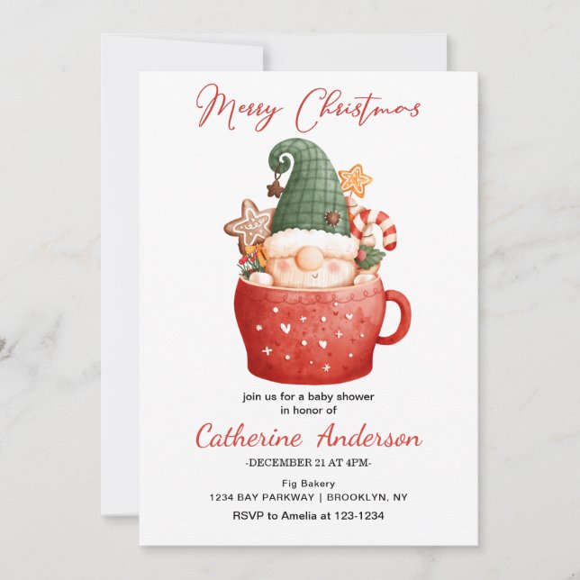 Niedlicher Weihnachtsblitz in einer Tasse Babydusc Einladung (Vorderseite)