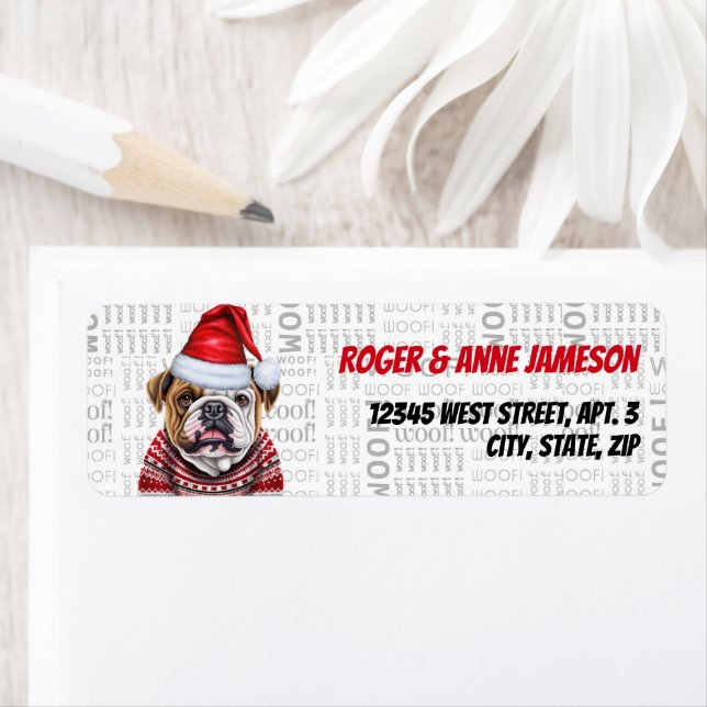Niedlicher Weihnachtsbollenhund in einer Scarf-Rüc (Insitu)