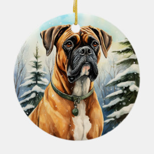 Niedlicher Weihnachtsboxer Keramik Ornament