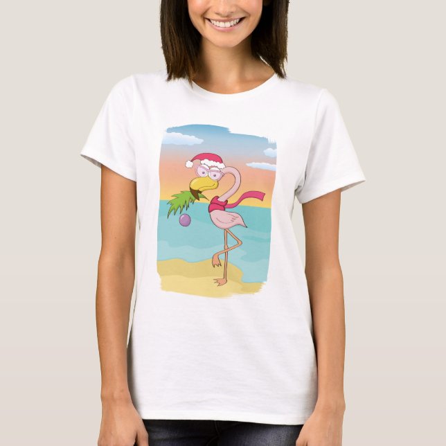 Niedlicher Weihnachtsbramingo am Strand T-Shirt (Vorderseite)