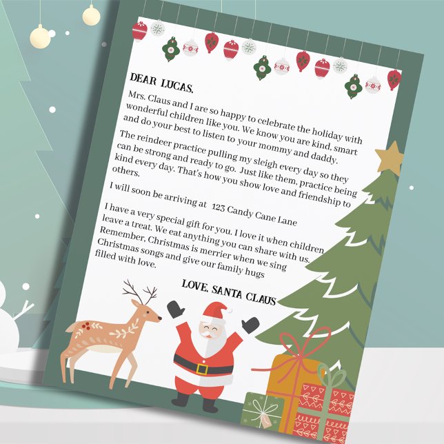 Niedlicher Weihnachtsbrief für Kinder (Cute Santa Letter For Kids
)