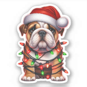 Niedlicher Weihnachtsbulldog Aufkleber