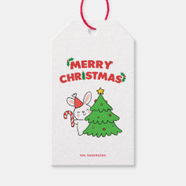 Niedlicher Weihnachtsbunny Rabbit Cartoon Geschenkanhänger