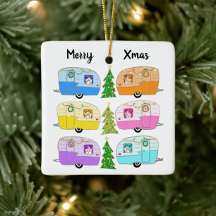 Niedlicher Weihnachtscamper VintageTrailer RV Xmas Keramikornament
