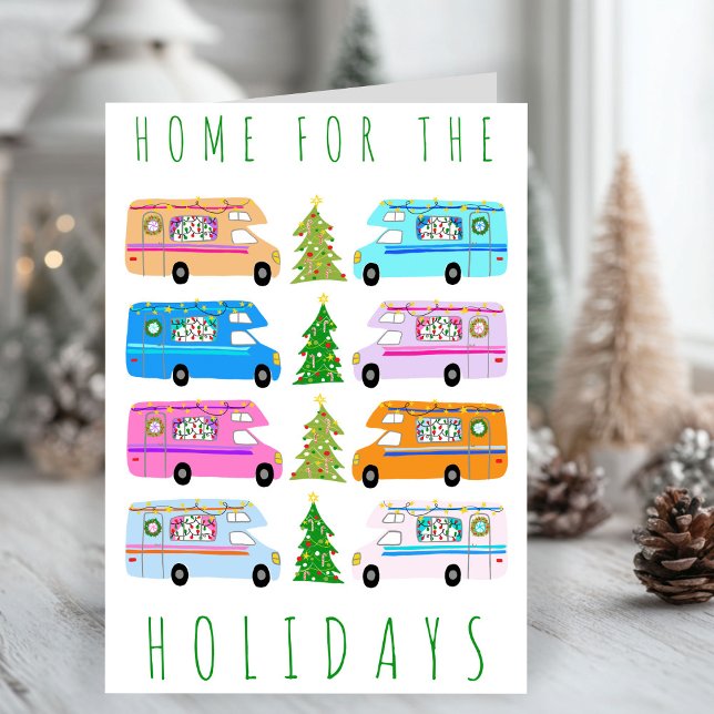 Niedlicher Weihnachtscampingplatz Vintag Motorhome Karte (Cute Christmas Camper Vintage Motorhomes RV Xmas Holiday Card
)