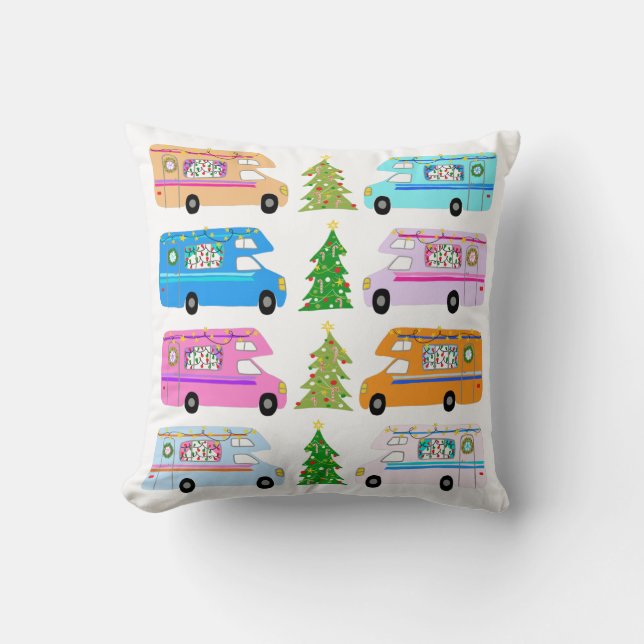 Niedlicher Weihnachtscampingplatz Vintag Motorhome Kissen (Vorderseite)