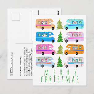 Niedlicher Weihnachtscampingplatz Vintag Motorhome Postkarte