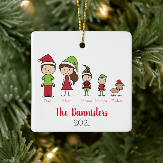 Niedlicher Weihnachtscharakter mit Begleiter Keramikornament (Baum)