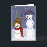 Niedlicher Weihnachtscowboy Snowman Feiertagskarte<br><div class="desc">Das Bild wurde von der Künstlerin Deborah Miller aus Missouri geschaffen. Digitales Erstellen einer lässigen und lustigen Karte.</div>