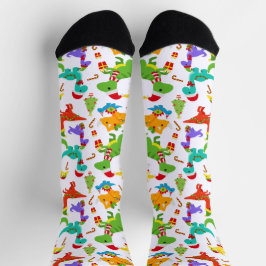 Niedlicher Weihnachtsdinosaurier Socken