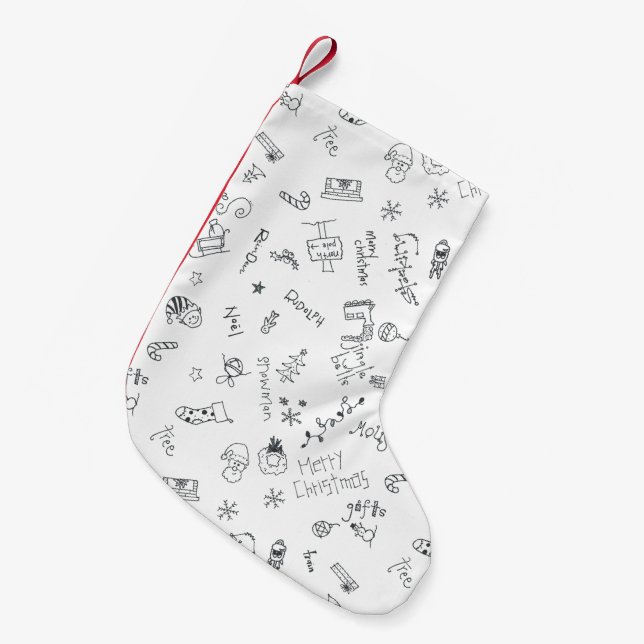 niedlicher Weihnachtsdoodle-Strumpf Kleiner Weihnachtsstrumpf (Vorderansicht (hängend))