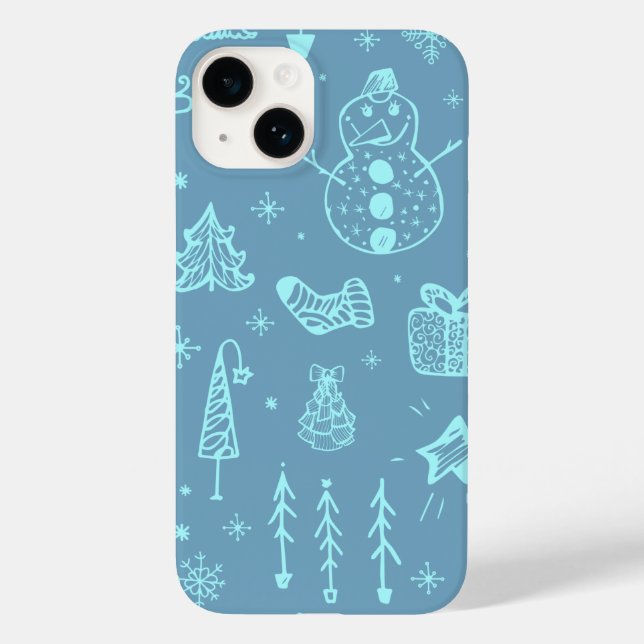 Niedlicher Weihnachtsdoodle Zeichnend Illustration Case-Mate iPhone 14 Hülle (Rückseite)