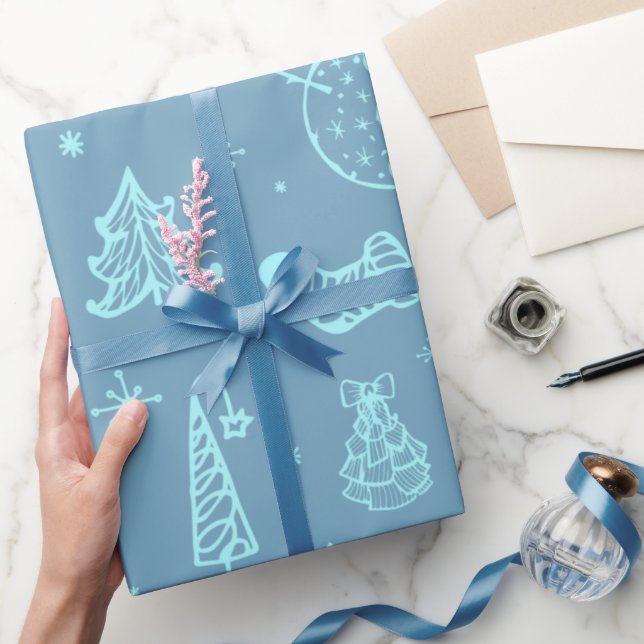 Niedlicher Weihnachtsdoodle Zeichnend Illustration Geschenkpapier (Schenken)