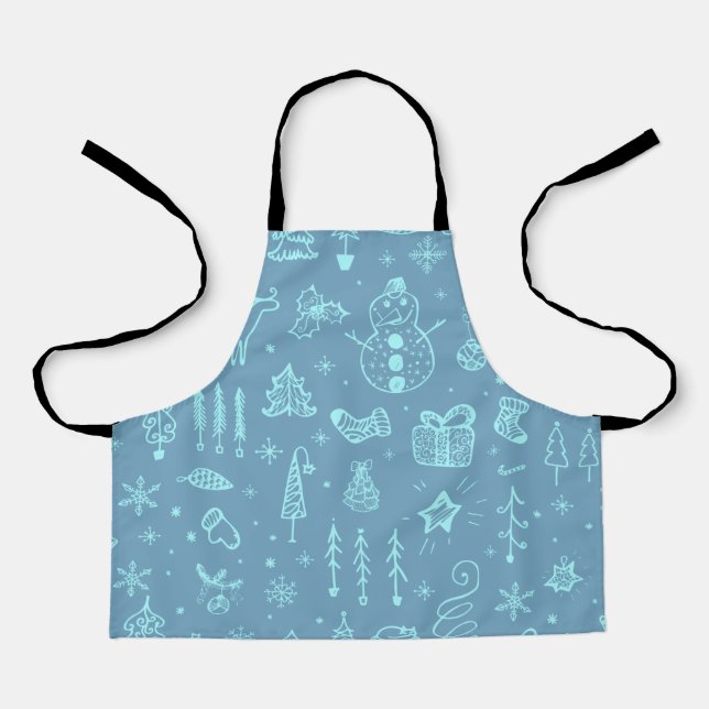 Niedlicher Weihnachtsdoodle Zeichnend Illustration Schürze (Vorderseite)