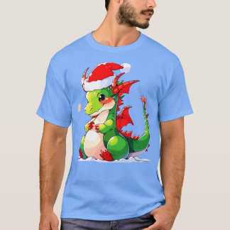 niedlicher Weihnachtsdrache in Weihnachtsmannmütze T-Shirt