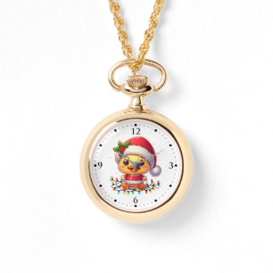 Niedlicher Weihnachtsduck-Cartoon Santa-68362 Armbanduhr