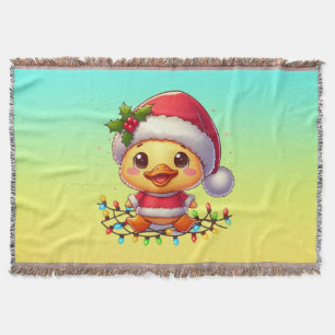 Niedlicher Weihnachtsduck-Cartoon Santa-68362 Decke