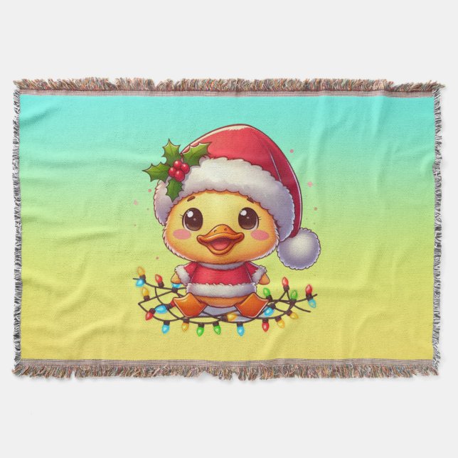 Niedlicher Weihnachtsduck-Cartoon Santa-68362 Decke (Vorderseite)