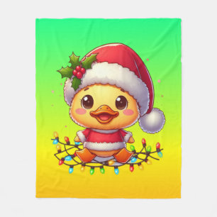 Niedlicher Weihnachtsduck-Cartoon Santa-68362 Fleecedecke