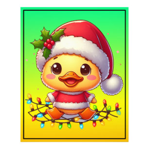 Niedlicher Weihnachtsduck-Cartoon Santa-68362 Fotodruck