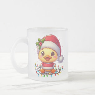 Niedlicher Weihnachtsduck-Cartoon Santa-68362 Mattglastasse