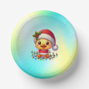 Niedlicher Weihnachtsduck-Cartoon Santa-68362 Pappteller