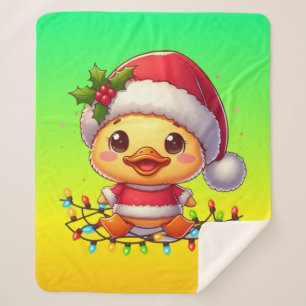 Niedlicher Weihnachtsduck-Cartoon Santa-68362 Sherpadecke