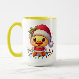 Niedlicher Weihnachtsduck-Cartoon Santa-68362 Tasse
