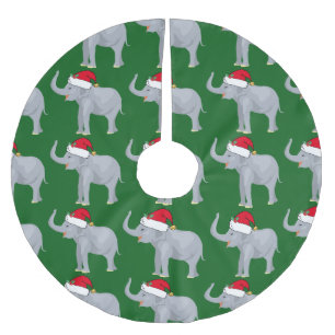 Niedlicher Weihnachtselefant Polyester Weihnachtsbaumdecke