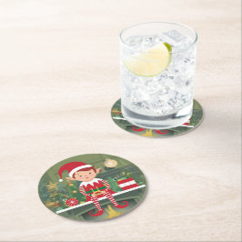 Niedlicher Weihnachtself auf dem Untersetzer für S
