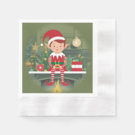 Niedlicher Weihnachtself auf Shellepapier Napkin Serviette