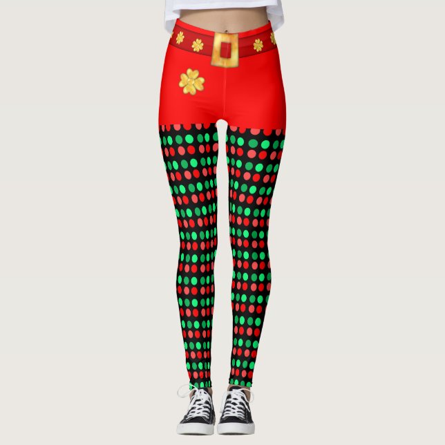 Niedlicher Weihnachtself Dotter Leggings (Vorderseite)