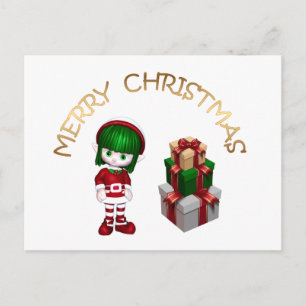 Niedlicher Weihnachtself Feiertagspostkarte