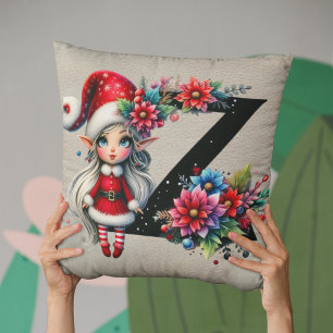 Niedlicher Weihnachtself Festive Z Imitats Tan Lea Kissen