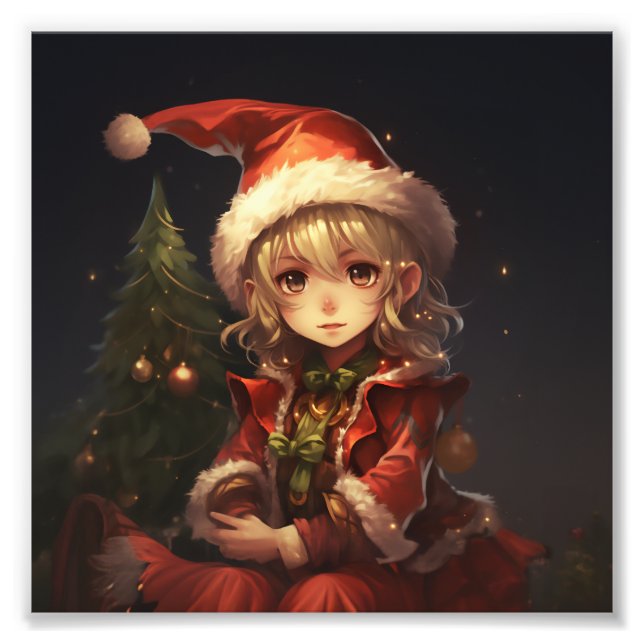 Niedlicher Weihnachtself Fotodruck (Vorne)
