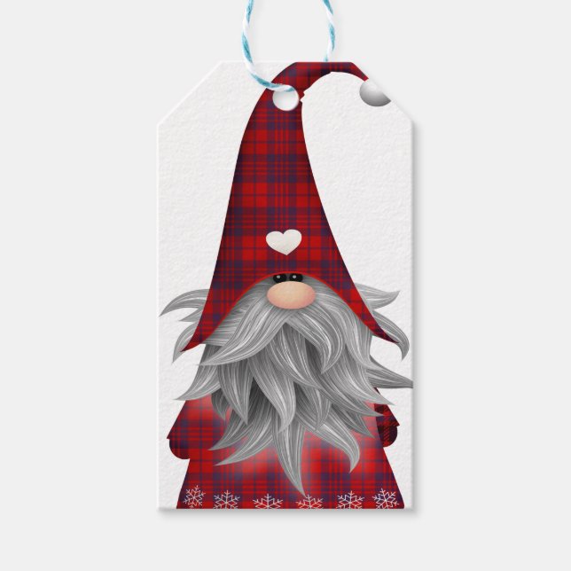 Niedlicher Weihnachtself Gnome Geschenkanhänger (Vorderseite)