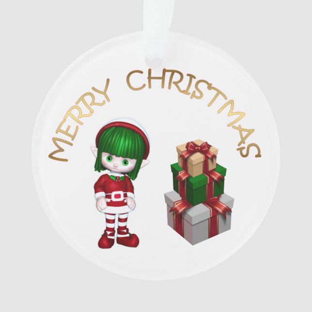 Niedlicher Weihnachtself Ornament (Vorderseite)