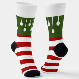 Niedlicher Weihnachtself Roter Streifen Fun Tassel Socken