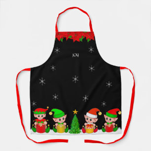 Niedlicher Weihnachtself-Squad & Schneeflocken im  Schürze