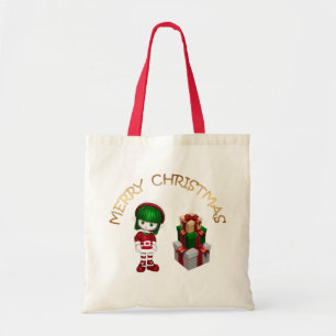 Niedlicher Weihnachtself Tragetasche