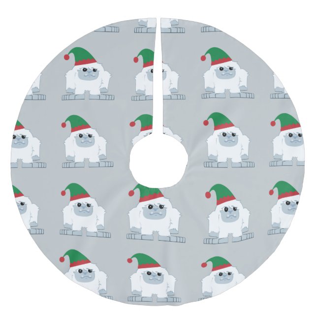 Niedlicher WeihnachtselfYeti Polyester Weihnachtsbaumdecke (Vorderseite)