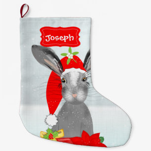 Niedlicher Weihnachtsfeiertag Bunny Rabbit bearbei Großer Weihnachtsstrumpf