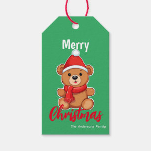 Niedlicher Weihnachtsfest Bär Santa Scarf Urlaub Geschenkanhänger