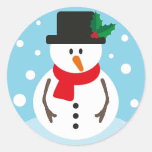 Niedlicher Weihnachtsfest Cartoon Snowman Runder Aufkleber