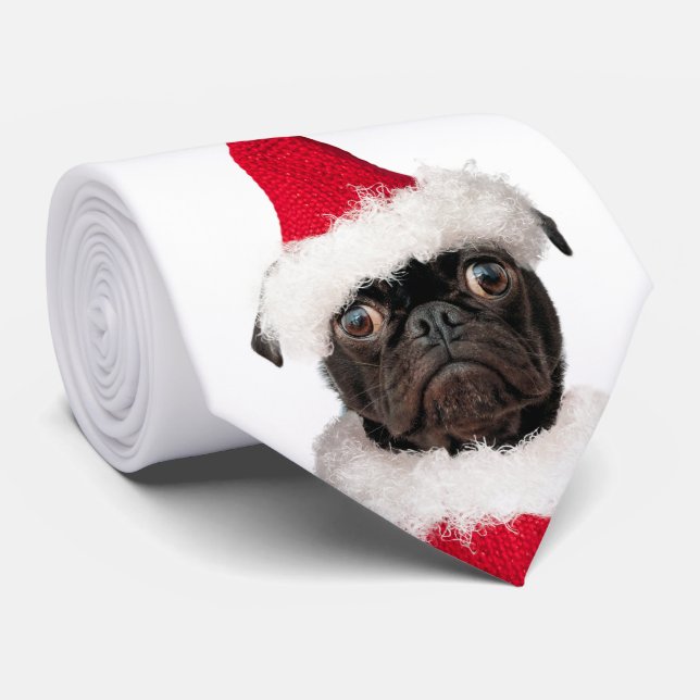 Niedlicher Weihnachtsfest Mops Krawatte (Gerollt)